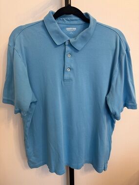 Lands' End Men's Polo in Light Blue Traditional Fit Size Large